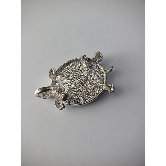 Vintage Brooch Turtle Shell Silver Tone Reptile Jewelry Costume - Picture 7 of 10